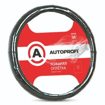 Фото для Кожаная оплётка руля AUTOPROFI AP-850 BK (M)