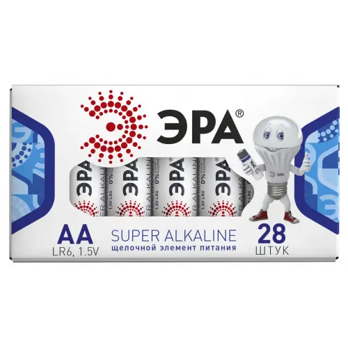 Батарейки ЭРА LR6-28 box SUPER Alkaline НОВИНКА (28/840/18480)