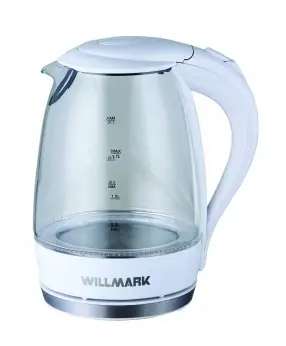 Чайник Willmark WEK-1708G (1,7л,2200Вт, корпус из стекла, белый)
