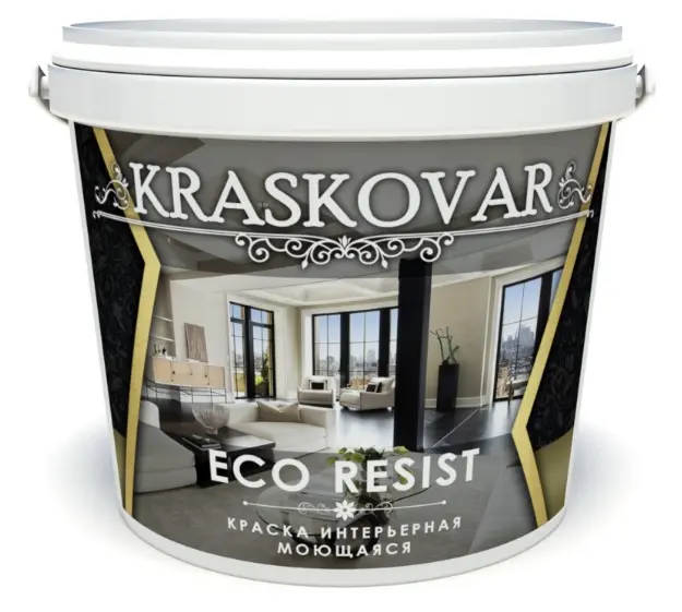Краска интерьерная Kraskovar ECO RESIST влагостойкая, моющаяся