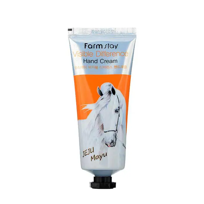 Крем для рук FarmStay Visible Difference Hand Cream Jeju Mayu Питательный крем для комплексного ухода за кожей рук с лошадиным ж