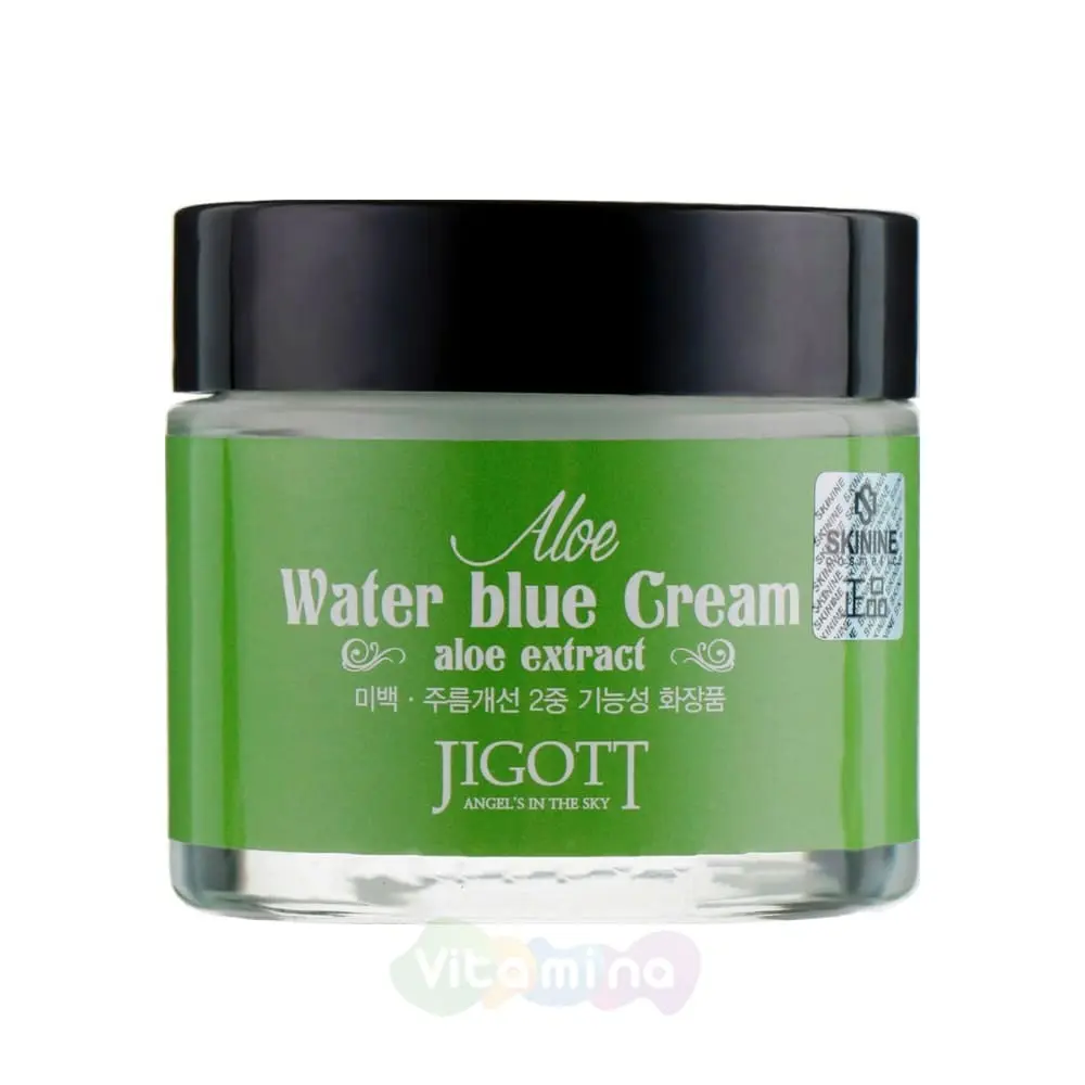 Крем для лица Jigott Aloe Water Blue Cream Успокаивающий восстанавливающий крем для лица с экстрактом алоэ вера