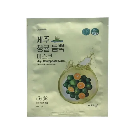 Фото для Осветляющая маска для лица с экстрактом зеленого мандарина Meditime Jeju Green Tangerine Deumppook Mask (30 g)