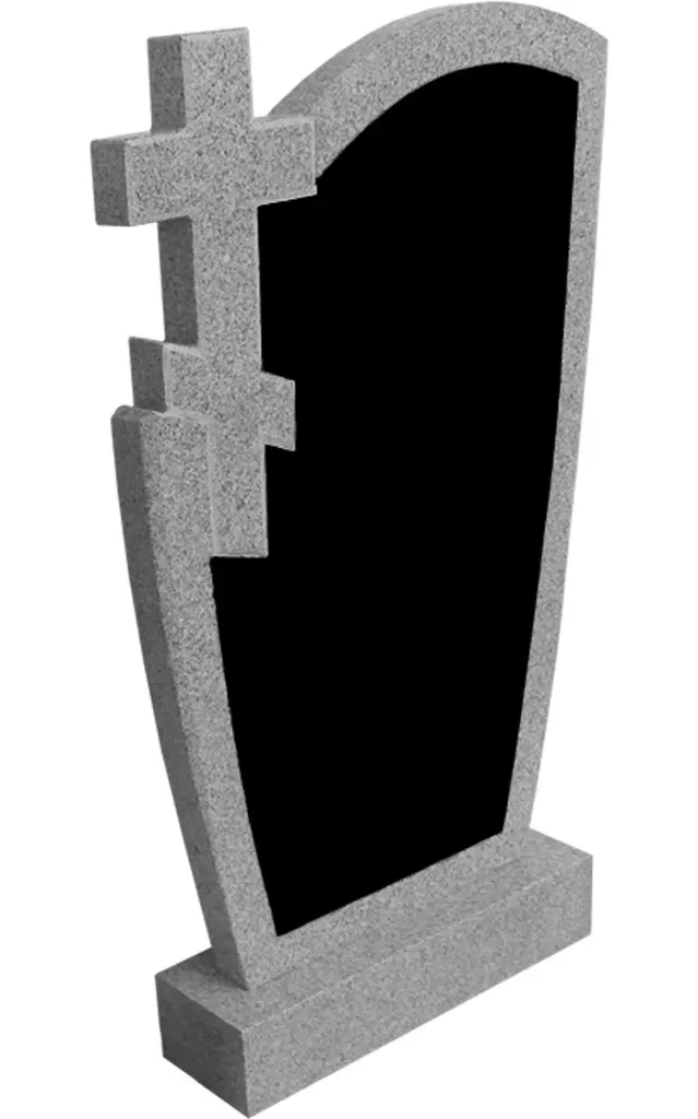 Памятник вертикальный из светло-серого гранита со вставкой из черного гранита ВБА-1