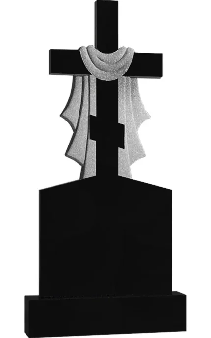 Фото для Памятник крест на могилу. Гранитные памятники вертикальные резные черные ВАР-198 (премиум-класс)