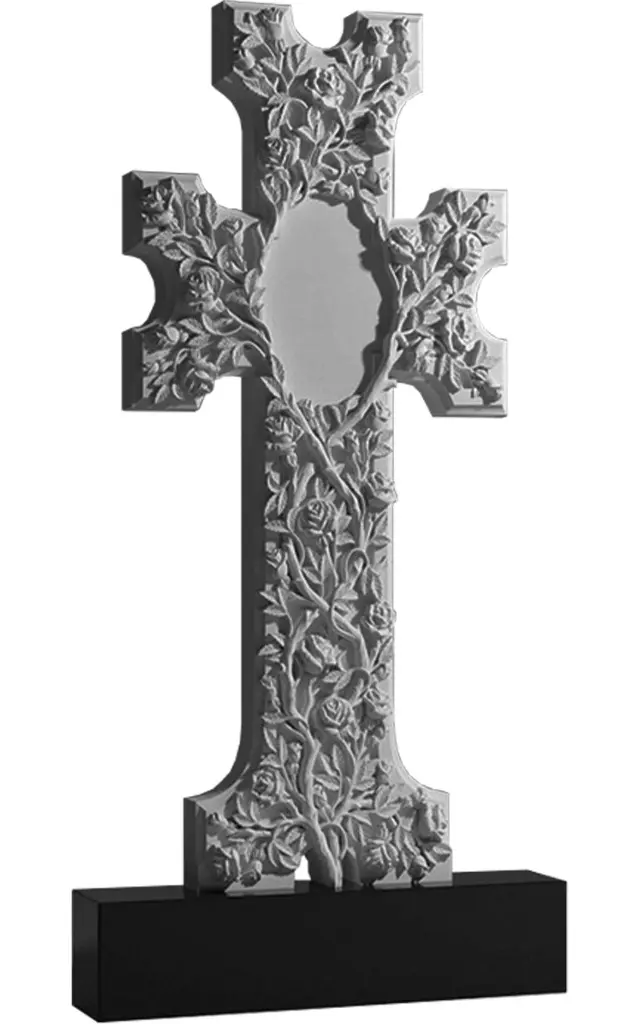 Армянский крест на могилу. Гранитные памятники вертикальные резные черные ВАР-69 (премиум-класс)