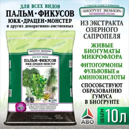 Новый БиоГрунт для Пальм, Фикусов, Юкк, Драцен и др.дек.-лиственных 10л