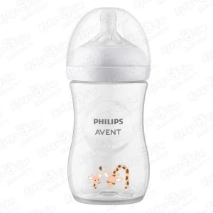 Фото для Бутылка Philips Avent Natural Response антиколиковая пластиковая с изображением жирафа 260мл с 1мес