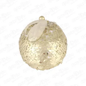 Фото для Украшение елочное шар золотой с пайетками 8см