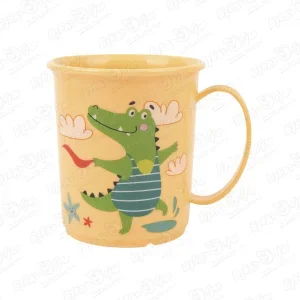 Фото для Кружка Пластишка с рисунком Крокодил оранжевая 180мл