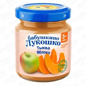 Фото для Пюре Бабушкино Лукошко тыква-яблоко 100г с 5мес