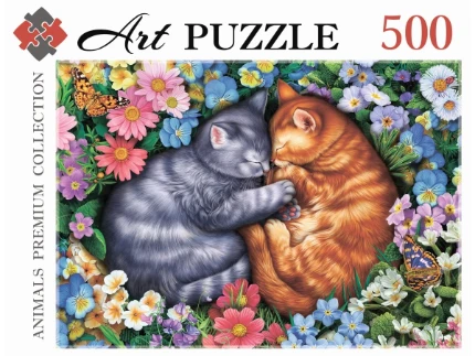 Фото для ПАЗЛЫ 500 эл. Спящие котята в цветах