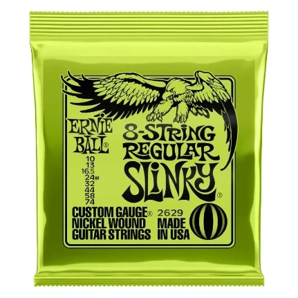 Фото для Струны для 8 струнной электрогитары ERNIE BALL 2629 Nickel Wound Slinky Regular 10-74, Ernie Ball (Эрни Бол)