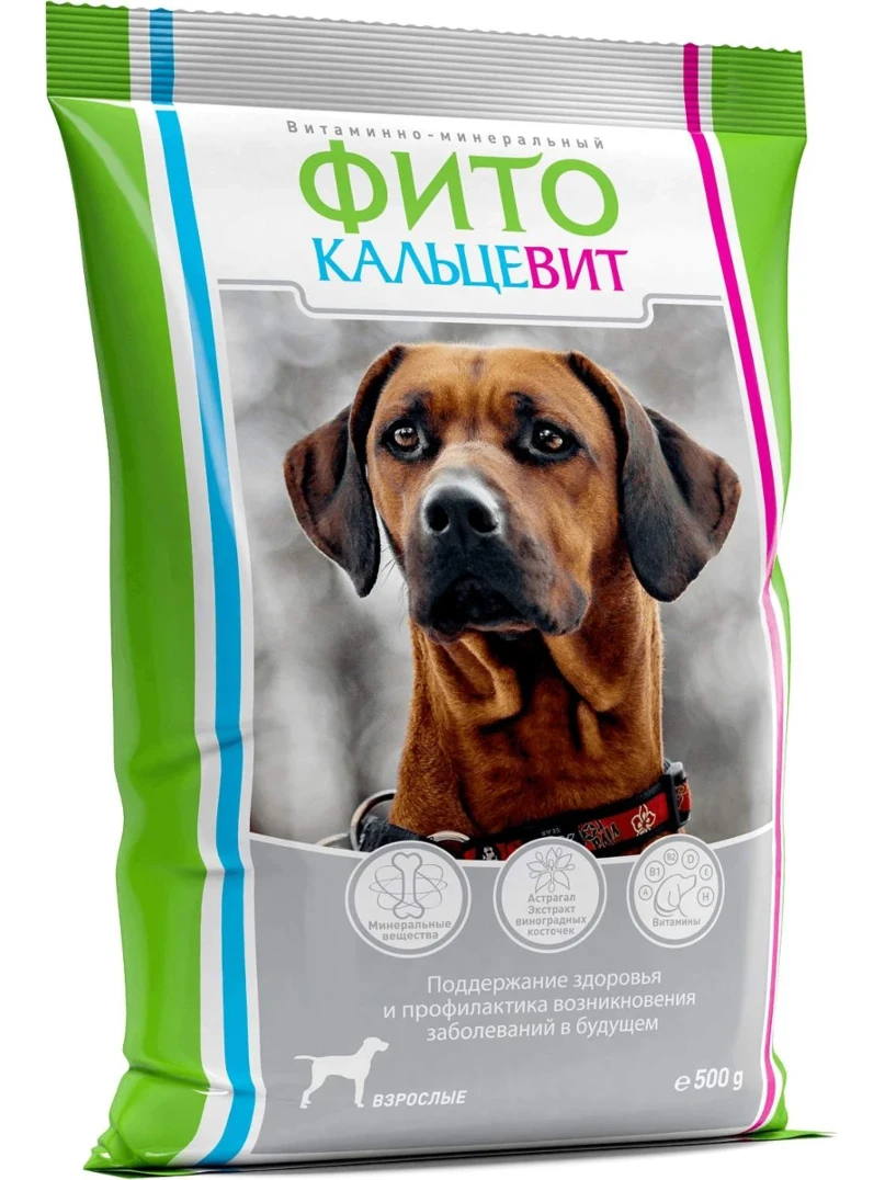 
Фитокальцевит витаминный порошок д/взрослых собак 500 грамм